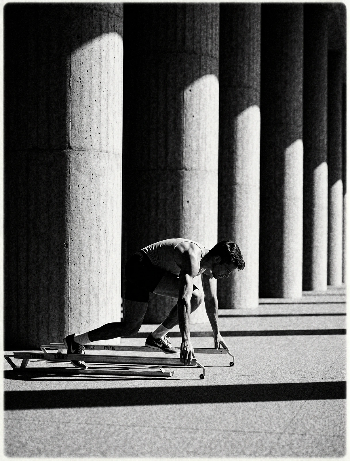 Athlète en position de départ à Lyon